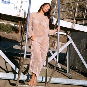 Crochet Open Back Maxi Cover Up Dress